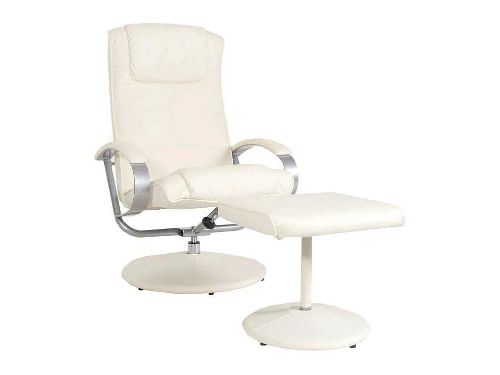 Siena Relaxfauteuil Met Kruk, Creme-Wit