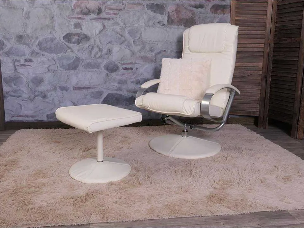 Siena Relaxfauteuil Met Kruk, Creme-Wit