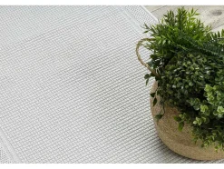 Sisal Tapijt, Loper Timo 5979 Buitenshuis Kader Wit 70X250 Cm