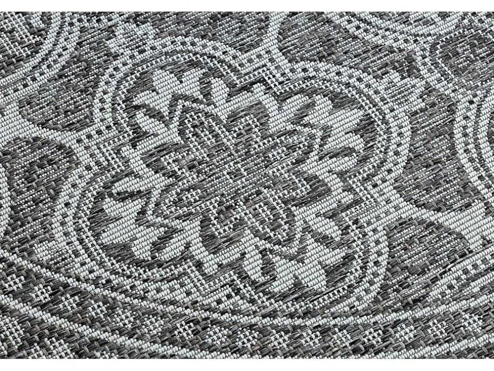 Sisal Tapijt Sisal Loft 21193 Rond Boho Ivoor/Zilver/Grijskleuring Cercle 120 Cm