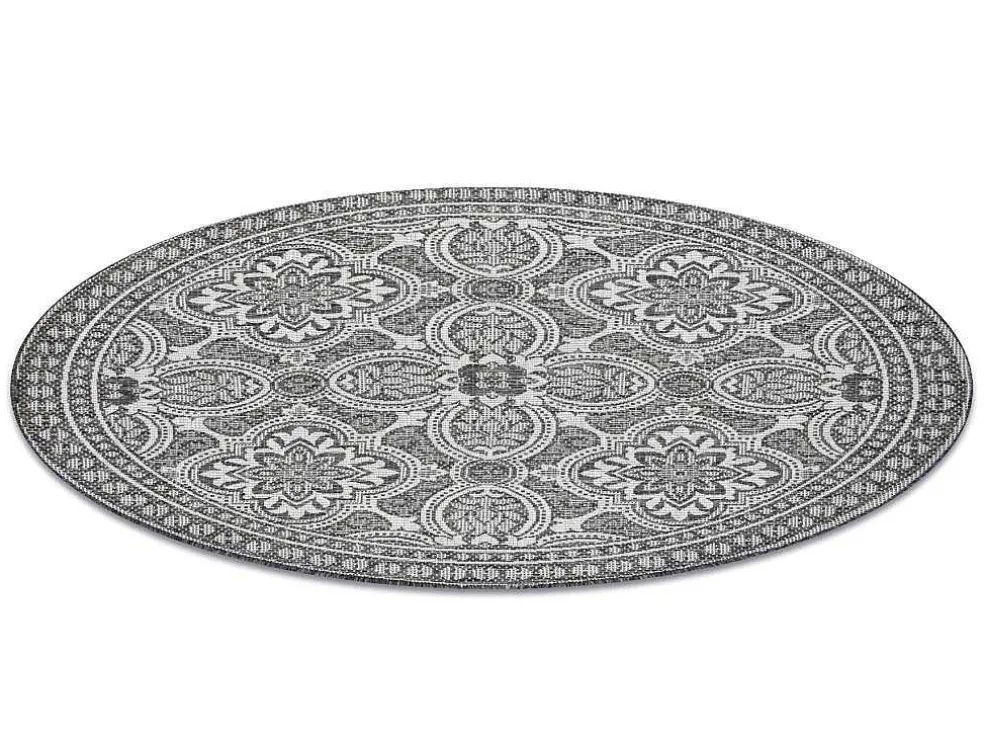 Sisal Tapijt Sisal Loft 21193 Rond Boho Ivoor/Zilver/Grijskleuring Cercle 120 Cm