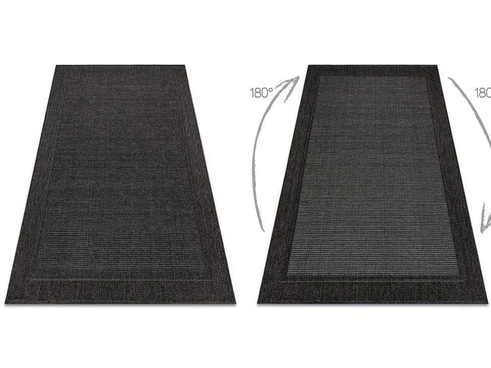Sisal Tapijt Timo 5000 Buitenshuis Kader Zwart 80X150 Cm