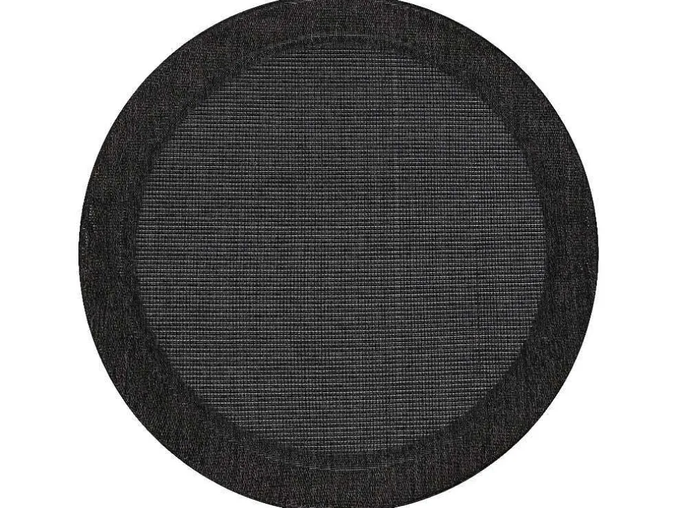Sisal Tapijt Timo 5000 Cirkel Buitenshuis Kader Zwart Cercle 120 Cm