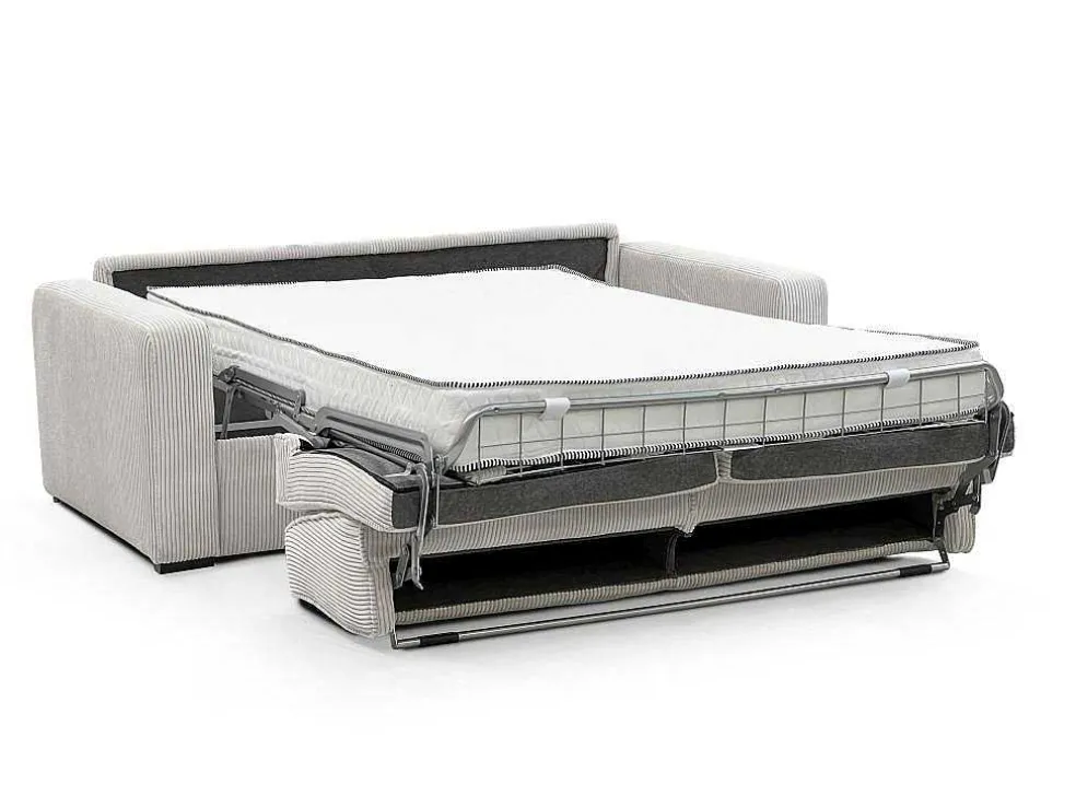 Slaapbank 4 Zitplaatsen Met Stoffen Bekleding In Cremewit Snel Ombouwbaar Matrasbreedte: 160 Cm Matrasdikte: 18 Cm Mondovi