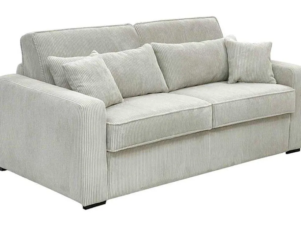 Slaapbank 4 Zitplaatsen Met Stoffen Bekleding In Cremewit Snel Ombouwbaar Matrasbreedte: 160 Cm Matrasdikte: 18 Cm Mondovi