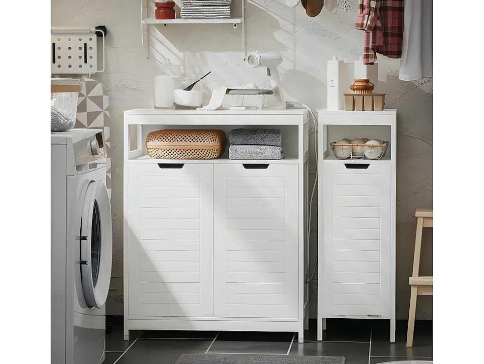 Sobuy Badkamermeubel Toiletkast Ladekast Kastopbergmeubel Met 2 Deuren, Verstelbare Planken, 70X35X90 Cm, Bzr121-W