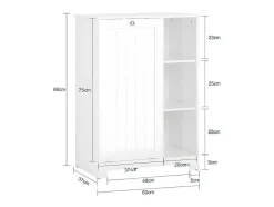 Sobuy Bzr105-W Waszak Waskast Met 3 Planken En 1 Uitneembare Wasmand