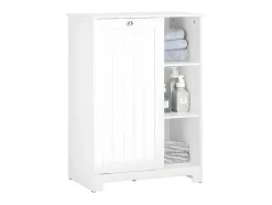 Sobuy Bzr105-W Waszak Waskast Met 3 Planken En 1 Uitneembare Wasmand