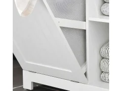 Sobuy Bzr105-W Waszak Waskast Met 3 Planken En 1 Uitneembare Wasmand