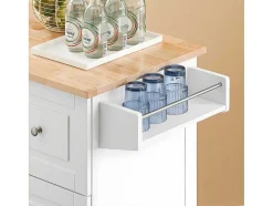 Sobuy Keukentrolley Op Wielen Keukeneiland Serveerwagen Buffetkast Keukenkast Met 3 Laden, 2 Deuren, Kruidenrek En Handdoekenrek, 128X46X92 Cm, Fkw120-Wn