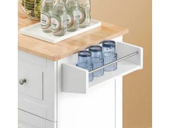 Sobuy Keukentrolley Op Wielen Keukeneiland Serveerwagen Buffetkast Keukenkast Met 3 Laden, 2 Deuren, Kruidenrek En Handdoekenrek, 128X46X92 Cm, Fkw120-Wn