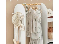 Sobuy Kmb40-W Kinderkledingkast, Kinderslaapkamer Kledingrek, Kinderkledingrek, Kledingroedes, Kapstok, Kledingkasten Met 3 Planken, 1 Mand En 3 Haken