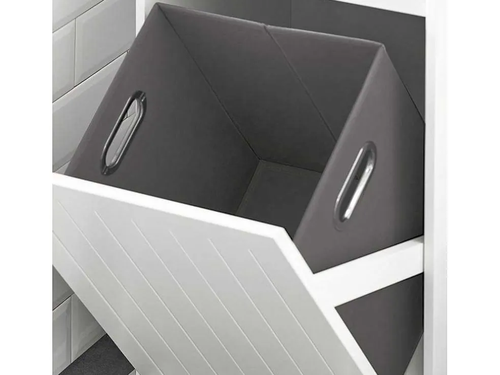 Sobuy Linnenkast, Wasmand, Badkameronderkast, Toiletkast, Opbergmeubel Met 1 Lade En 1 Uitneembare Wasmand, Wit, 40X39X86Cm, Bzr110-W