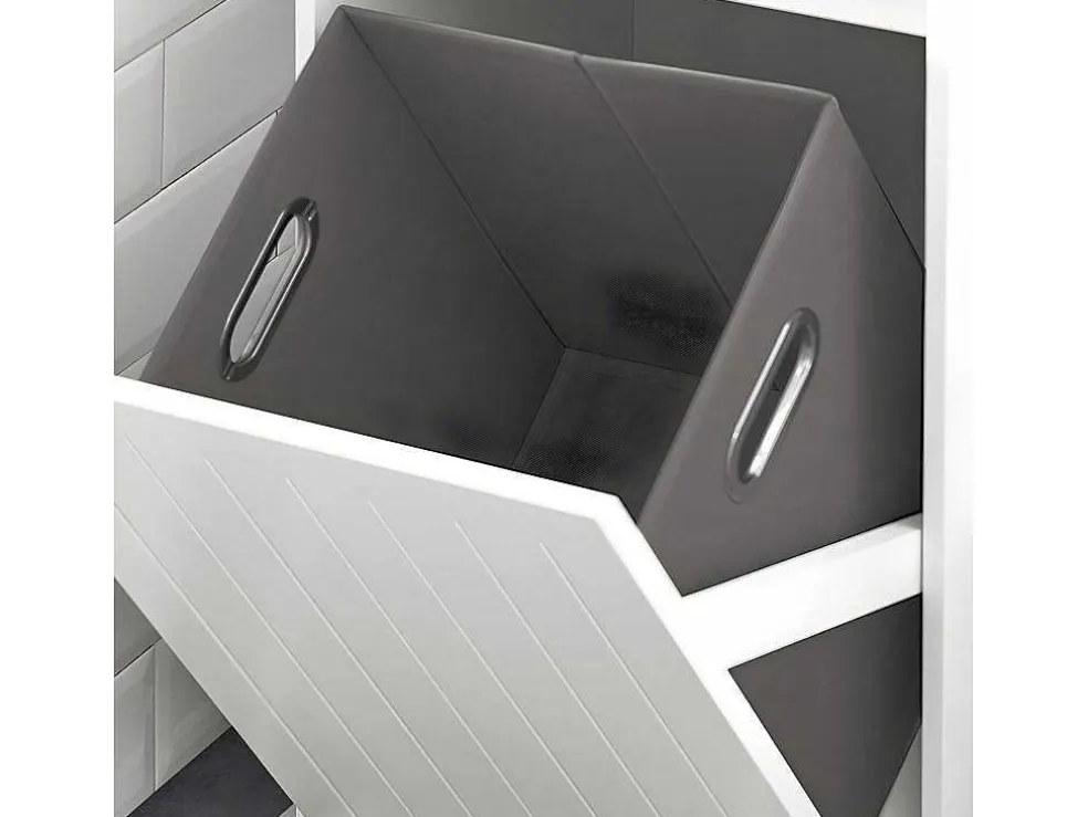 Sobuy Linnenkast, Wasmand, Badkameronderkast, Toiletkast, Opbergmeubel Met 1 Lade En 1 Uitneembare Wasmand, Wit, 40X39X86Cm, Bzr110-W