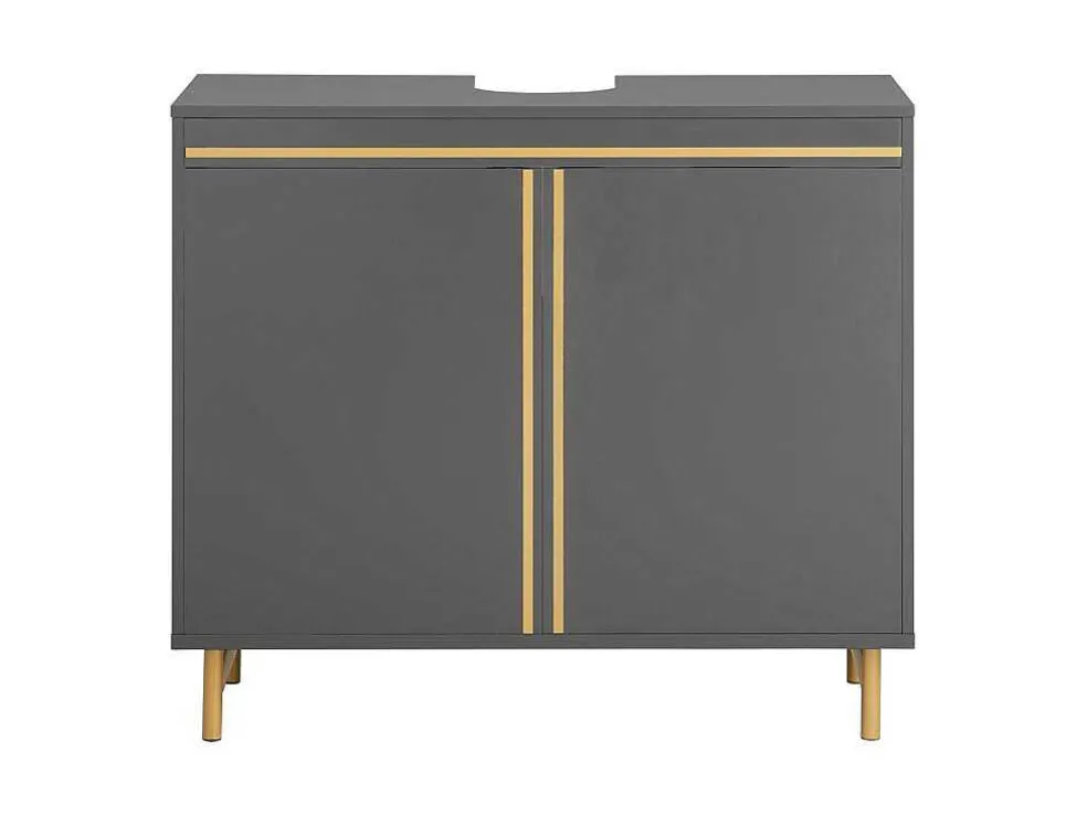 Sobuy Onderbouwkast, Onderbouwkast Met 2 Deuren En 2 Planken, Vrijstaand Badkamermeubel, Badkameropbergkast, Grijs, L75 X D35 X H65 Cm, Bzr129-Hg
