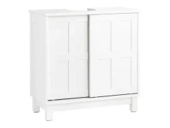 Sobuy Wastafelmeubel Badkamermeubel Wastafelopbergkast Met 2 Schuifdeuren Wit Lph 60 X 30 X 61 Cm Bzr142-W