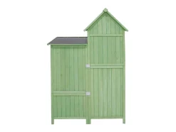 Sparrenhouten Tuinhuis - Gereedschapsschuur Met 2 Geintegreerde Planken - H 173 Cm - Waterdicht Pvc Dak - Groen