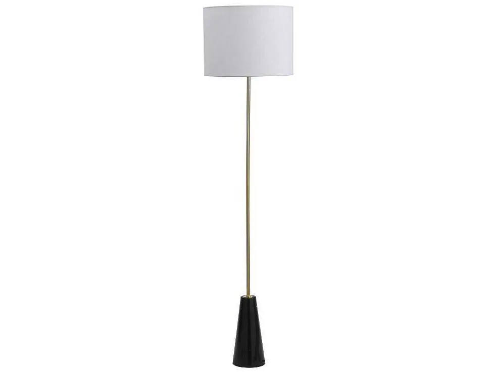 Staande Lamp In Vintage-Stijl - Marmeren Voet En Witte Stoffen Kap - D40 X H160 Cm - Merple