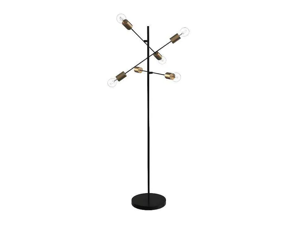 Staande Lamp Met Industriele Stijl En Meerdere Lampjes Klepton - Metaal - 49,5 X 28,5 X 146,5 Cm - Zwart En Goudkleurig