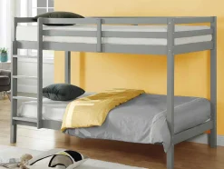 Stapelbed Anicet Ii - 2 X 90X 190 Cm - Massief Grenen - Grijs + Matras