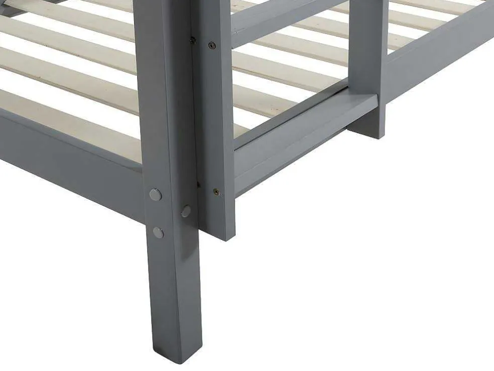 Stapelbed Anicet Ii - 2 X 90X 190 Cm - Massief Grenen - Grijs + Matras