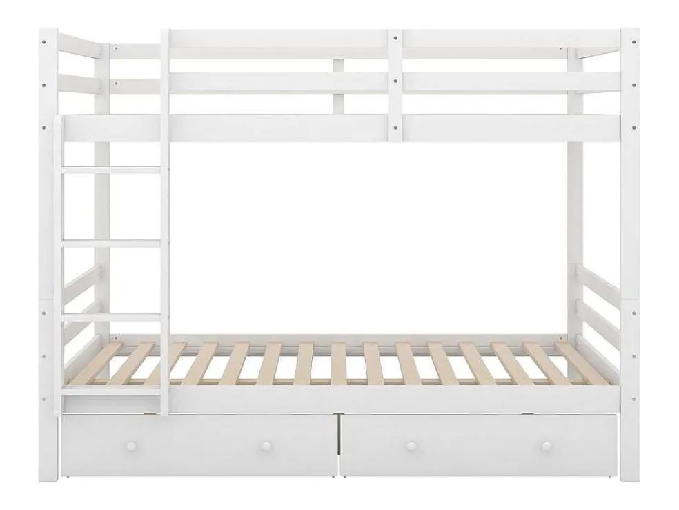 Stapelbedden 140 X 200 Cm Met 2 Grote Lades - Leuning En Trap - Mdf Hout - Grijs