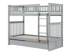 Stapelbedden 2 X 90 X 200 Cm + Onderschuifbed 90 X 190 Cm - Mdf Hout - Grijs - Anthony