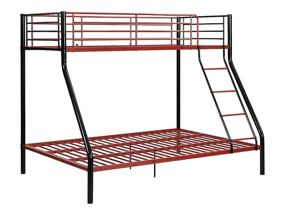 Stapelbed Elevatio Iv - 90 En 140 X 190 Cm - Staal - Zwart En Rood + Matras