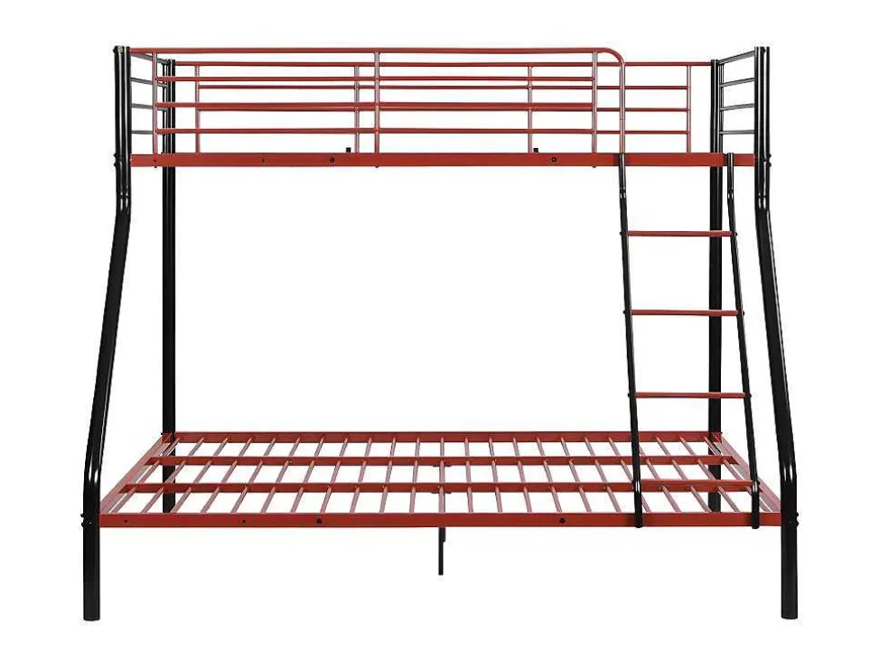 Stapelbed Elevatio Iv - 90 En 140 X 190 Cm - Staal - Zwart En Rood + Matras