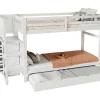 Stapelbed Met Onderschuifbed - Massief Grenenhout - 3X90X200 Cm - Opbergtrap Met 4 Lades - Veiligheidsbarrieres - Wit