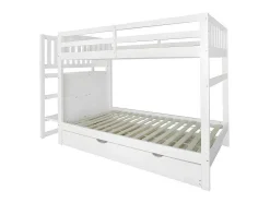 Stapelbed Met Onderschuifbed - Massief Grenenhout - 3X90X200 Cm - Opbergtrap Met 4 Lades - Veiligheidsbarrieres - Wit