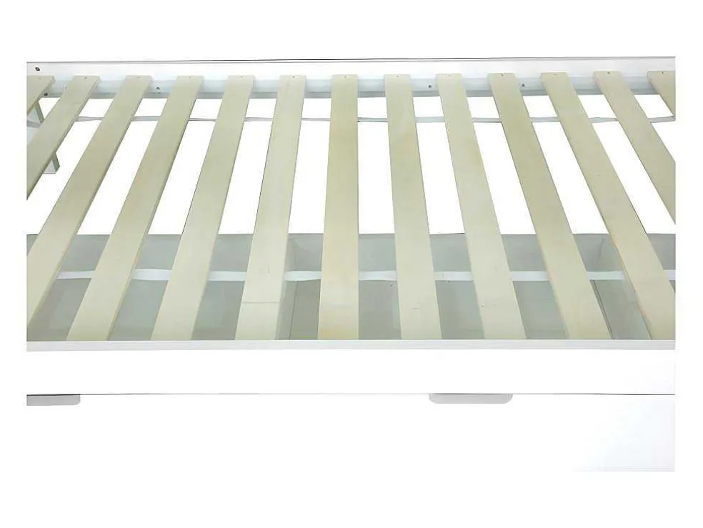 Stapelbed 90X200Cm - Grenenhout En Mdf Structuur - Met Glijbaan En Opbergtrap - Een Grote Lade Onder Het Bed - Wit