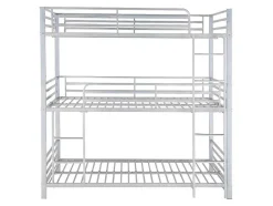 Stapelbed - 3 X 90 X 190 Cm - Metaal - Zilverkleur - Met Matras - Elouan