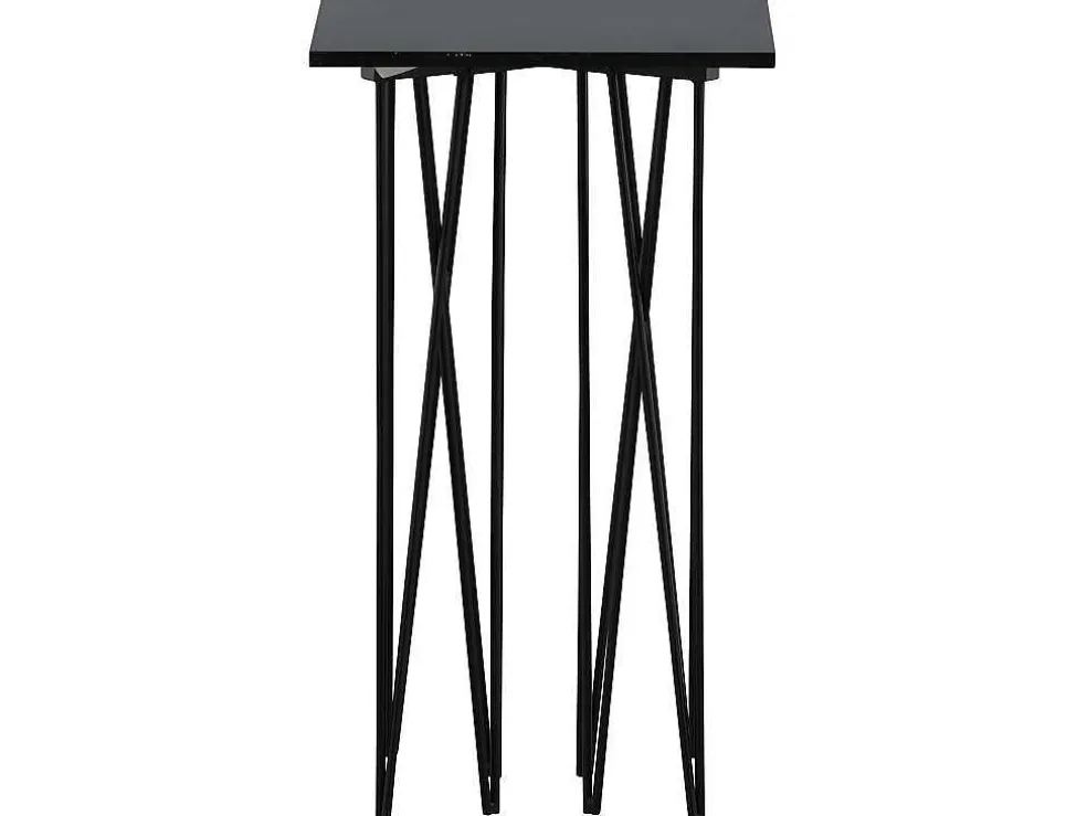 Stone Bijzettafel 40X40 Cm Glas Zwart Marmor Decor.
