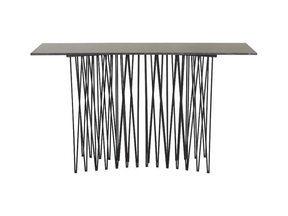 Stone Sidetable 37X130 Cm Glas Zwart Marmor Decor.