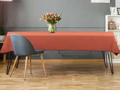 Tafellaken Van Katoen En Linnen Met Zwarte Rand - 170 X 300 Cm - Terracotta - Borina