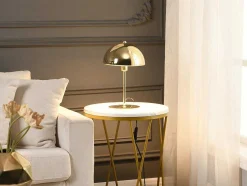 Tafellamp Met Champignonvorm En Vintage-Look Met Messingeffect - D 20 Cm X H 30 Cm - Goudkleurig - Ontario