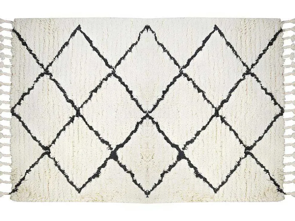 Tapijt Berberstijl Marcus - 100% Wol - 120 X 170 Cm - Beige En Zwart