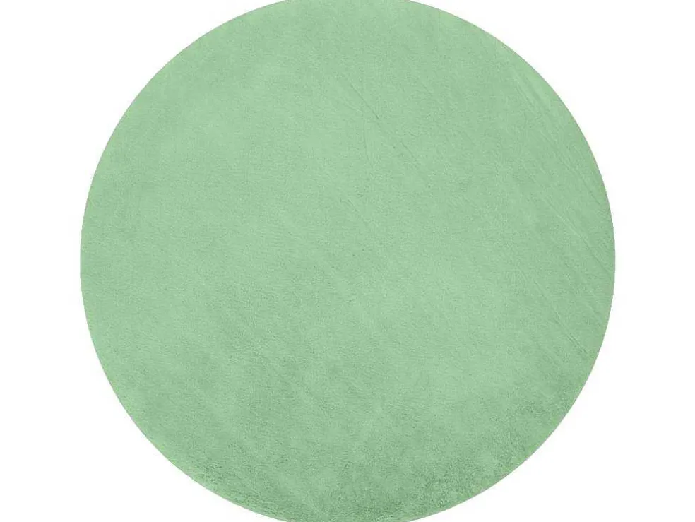Tapijt Bunny Rond Groen Imitatie Konijnenvacht Cercle 80 Cm