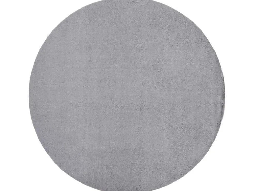 Tapijt Bunny Rond Zilver Imitatie Konijnenvacht Cercle 100 Cm