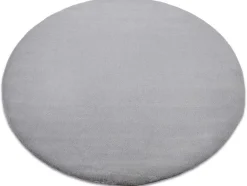 Tapijt Bunny Rond Zilver Imitatie Konijnenvacht Cercle 100 Cm