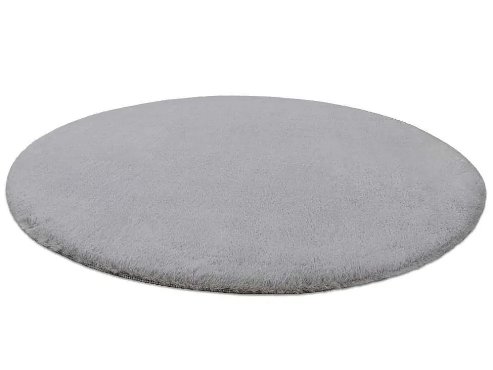 Tapijt Bunny Rond Zilver Imitatie Konijnenvacht Cercle 100 Cm