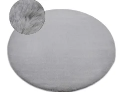 Tapijt Bunny Rond Zilver Imitatie Konijnenvacht Cercle 100 Cm