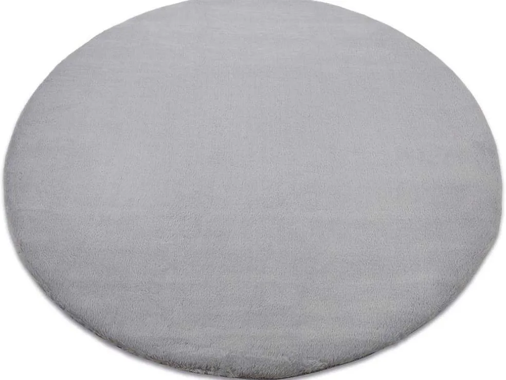 Tapijt Bunny Rond Zilver Imitatie Konijnenvacht Cercle 160 Cm