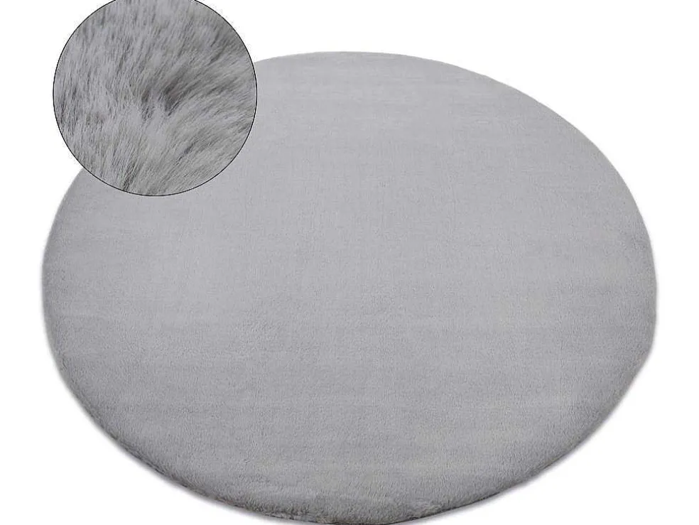 Tapijt Bunny Rond Zilver Imitatie Konijnenvacht Cercle 160 Cm