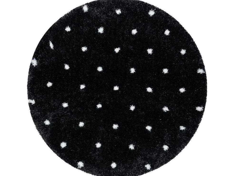 Tapijt Fluffy 2370 Cirkel, Shaggy Stippen Antraciet / Wit Cercle 160 Cm
