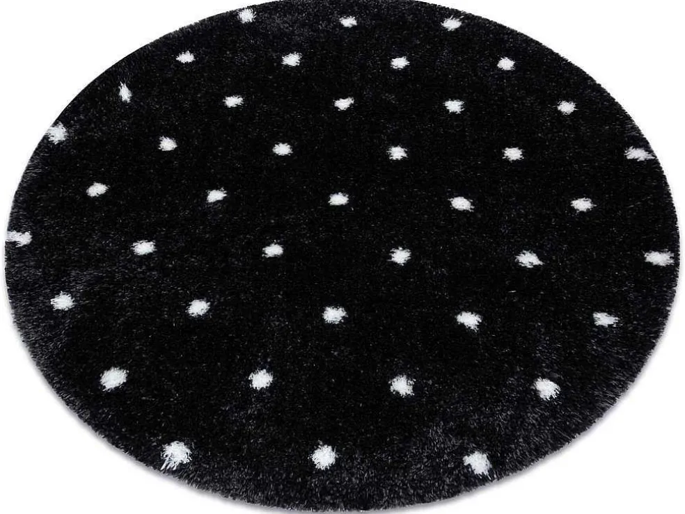 Tapijt Fluffy 2370 Cirkel, Shaggy Stippen Antraciet / Wit Cercle 160 Cm