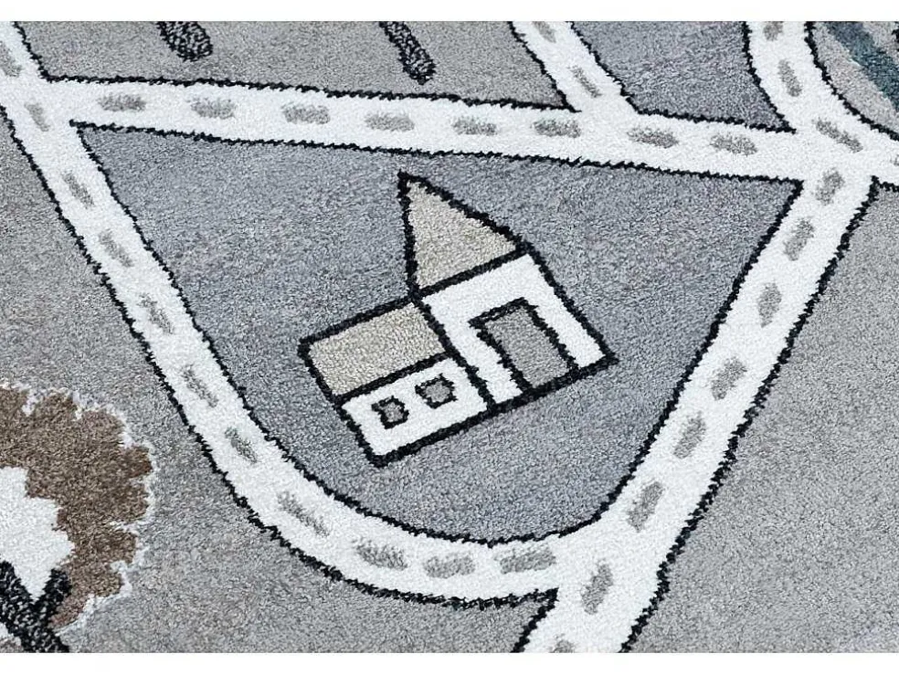 Tapijt Fun Strade Voor Kinderen, Straat, Stad Van Grijs 200X290 Cm