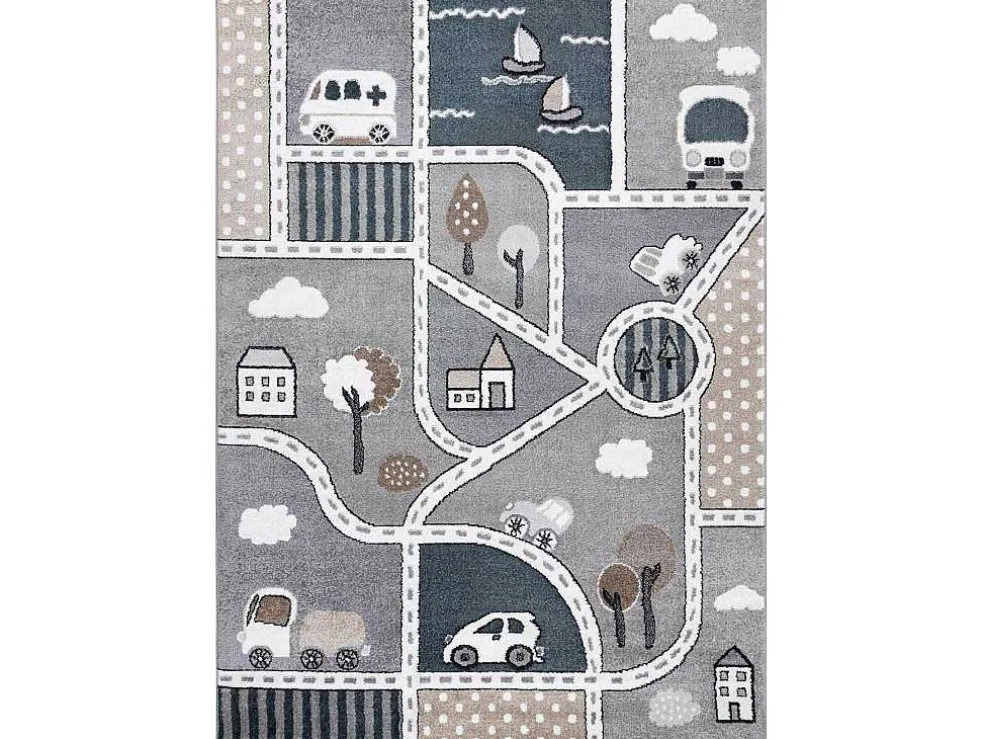 Tapijt Fun Strade Voor Kinderen, Straat, Stad Van Grijs 200X290 Cm