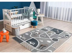 Tapijt Fun Strade Voor Kinderen, Straat, Stad Van Grijs 180X270 Cm